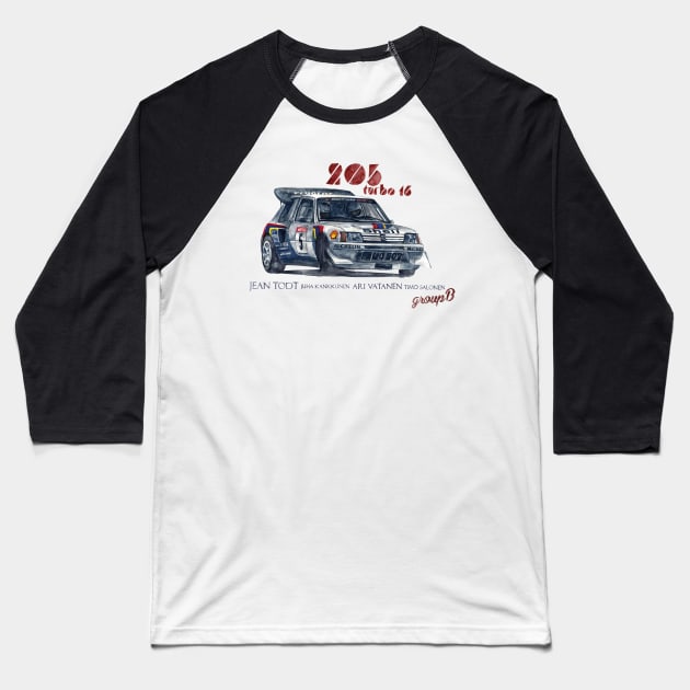 RALLY GROUP B: Peugeot 205 turbo 16 Baseball T-Shirt by dareba